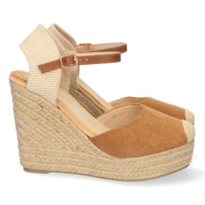 Alpargata de cuña de yute y Hebilla – Camel