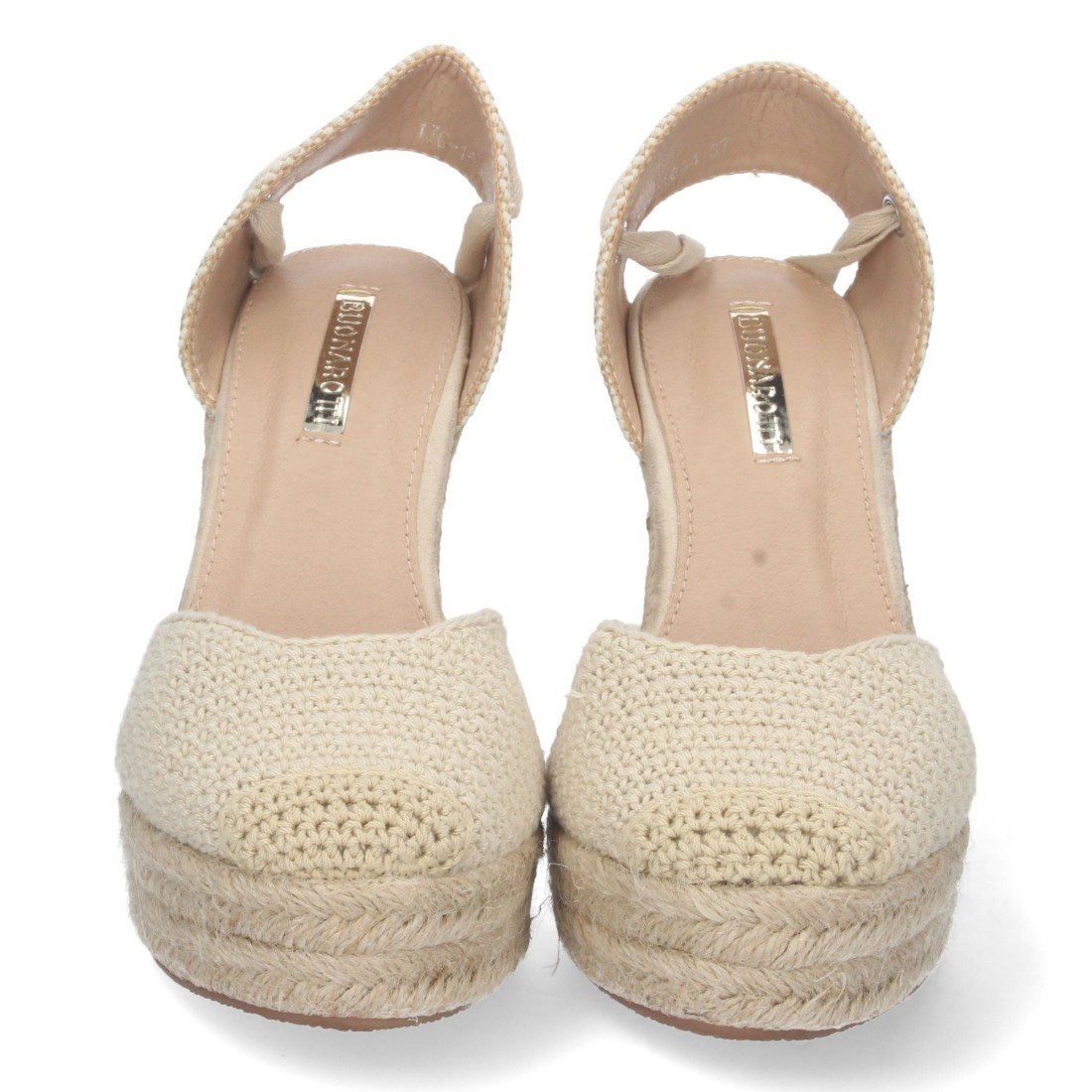 Alpargata de cuña de yute y Cordones – Beige - Imagen 3