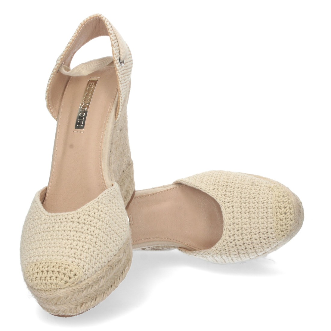 Alpargata de cuña de yute y Cordones – Beige - Imagen 5