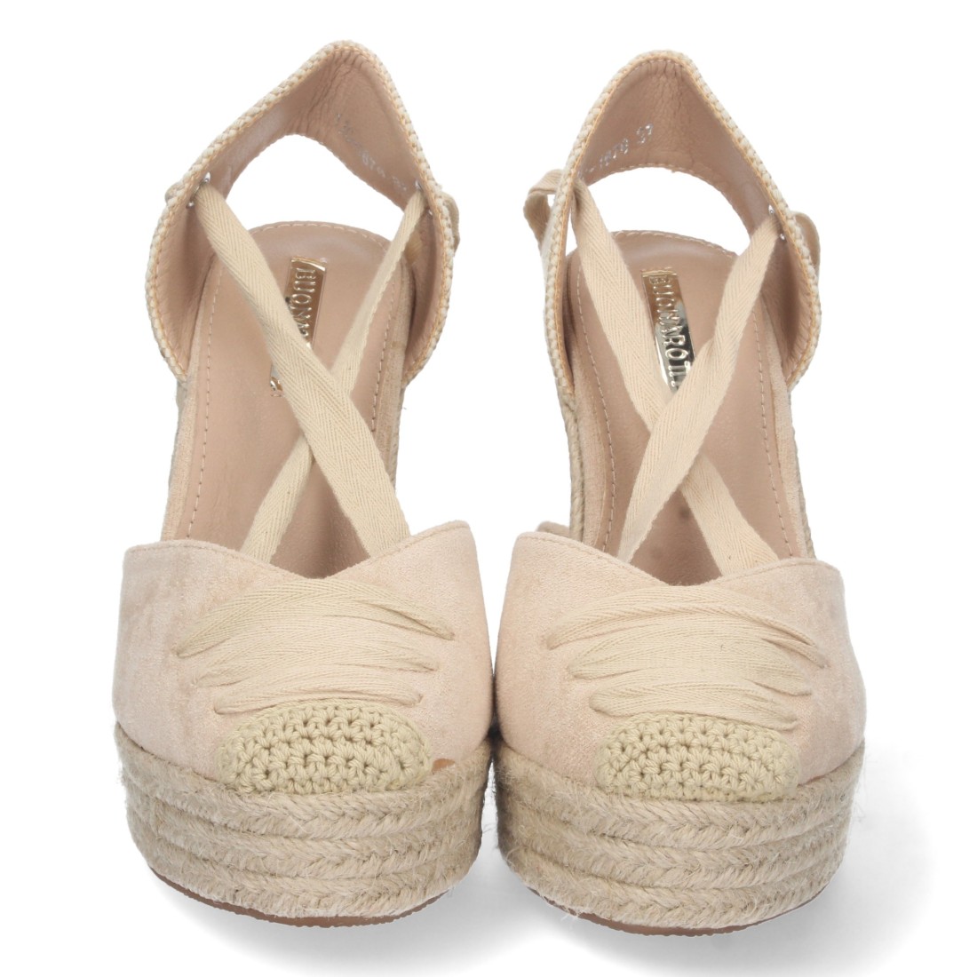 Alpargata de cuña de yute y Cordones – Beige - Imagen 3