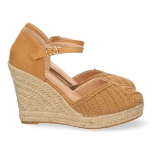 Alpargata de cuña de yute y Hebilla – Camel