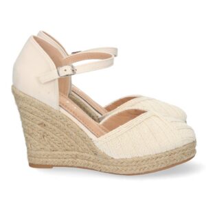 Alpargata de cuña de yute y Hebilla – Beige