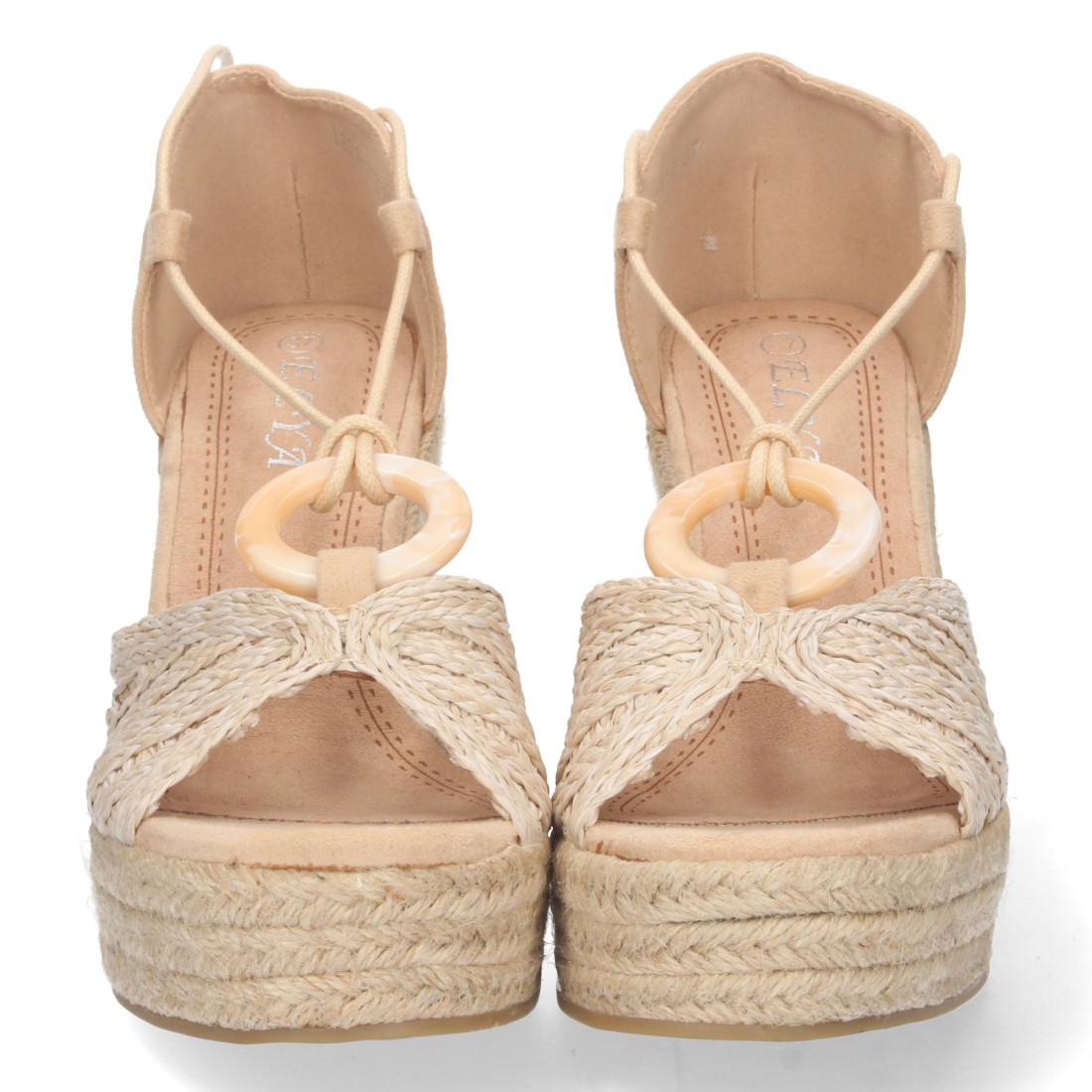 Alpargata de cuña de yute y Cordones – Beige - Imagen 3