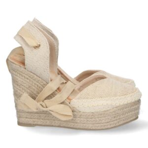 Alpargata de cuña de yute y Cordones – Apricot
