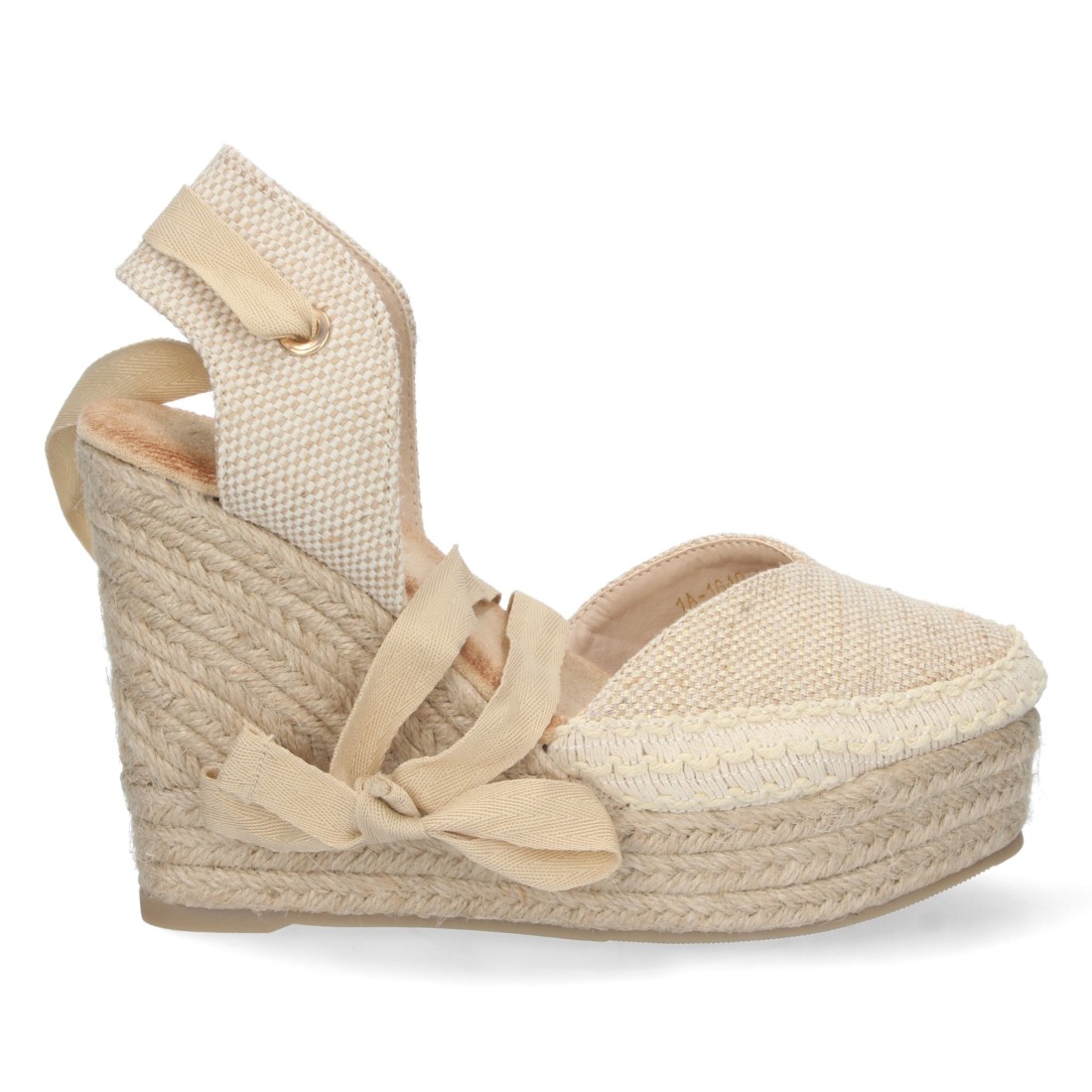 Alpargata de cuña de yute y Cordones – Apricot - Imagen 2