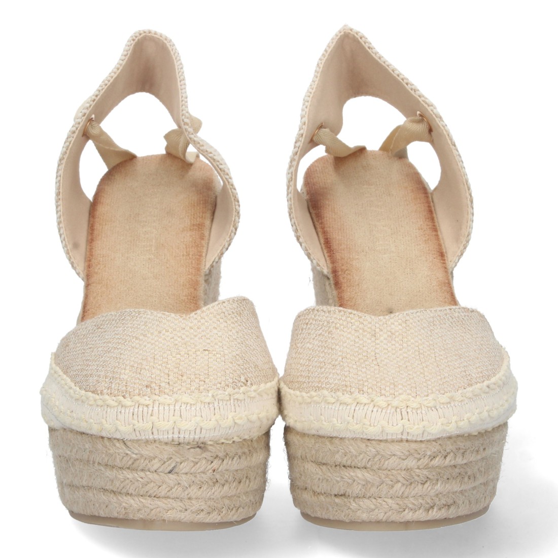 Alpargata de cuña de yute y Cordones – Apricot - Imagen 3