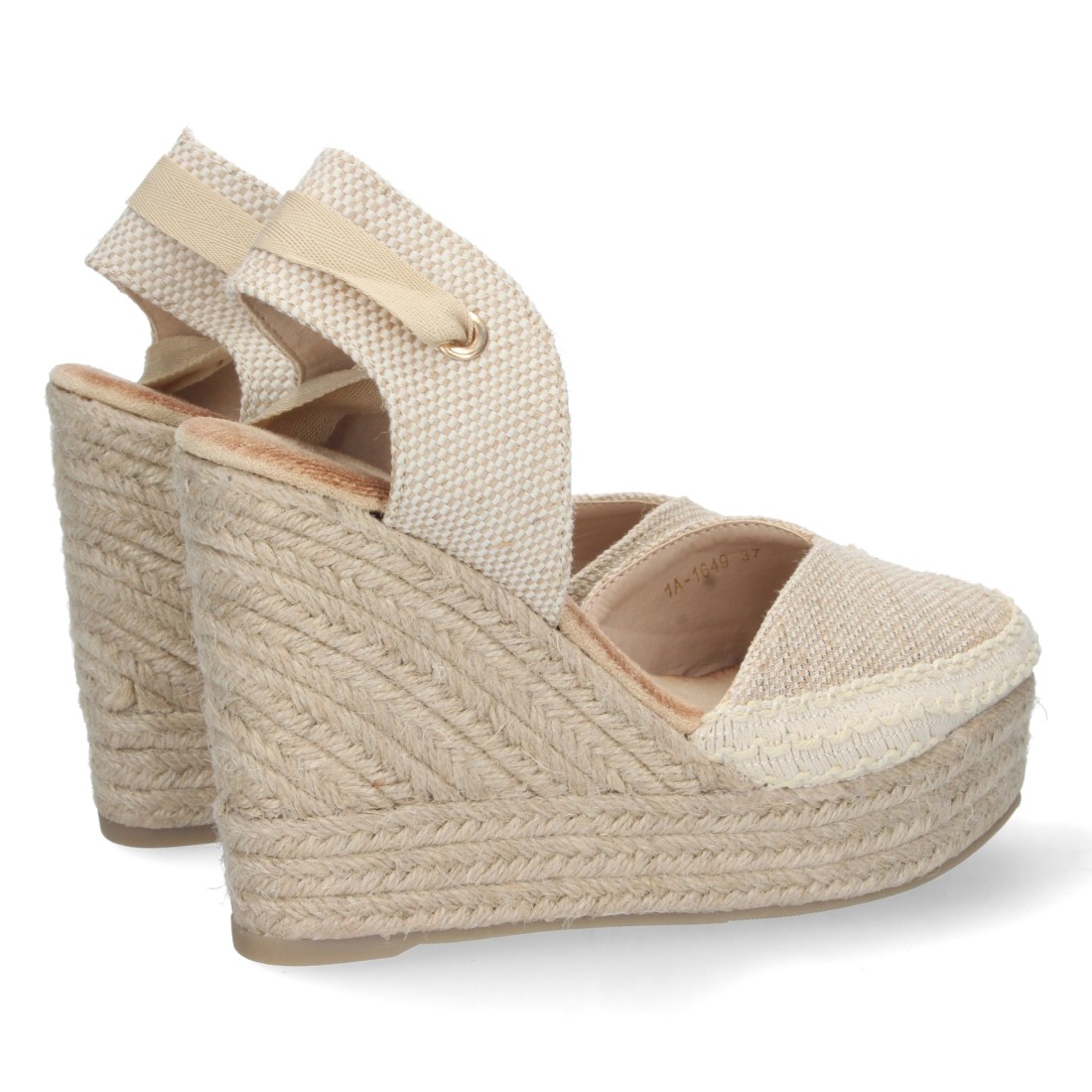 Alpargata de cuña de yute y Cordones – Apricot - Imagen 4