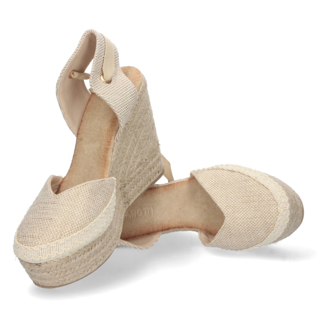 Alpargata de cuña de yute y Cordones – Apricot - Imagen 5