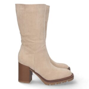 Bota de Tacón con Cierre de Cremallera - Beige