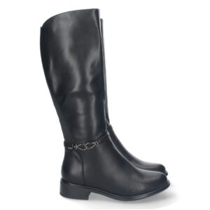 Bota de Tacón Bajo con Cremallera – Negro