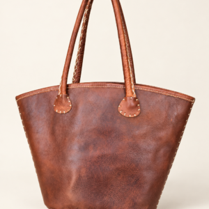 Bolso capazo artesanal de cuero vacuno – Marrón