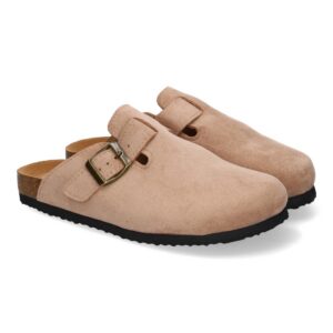 Zueco plano ancho de mujer - Caqui